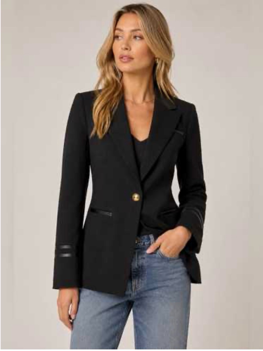 NWOT Juicy Couture Black Satin Trim Blazer Gold Buttons Size 4
